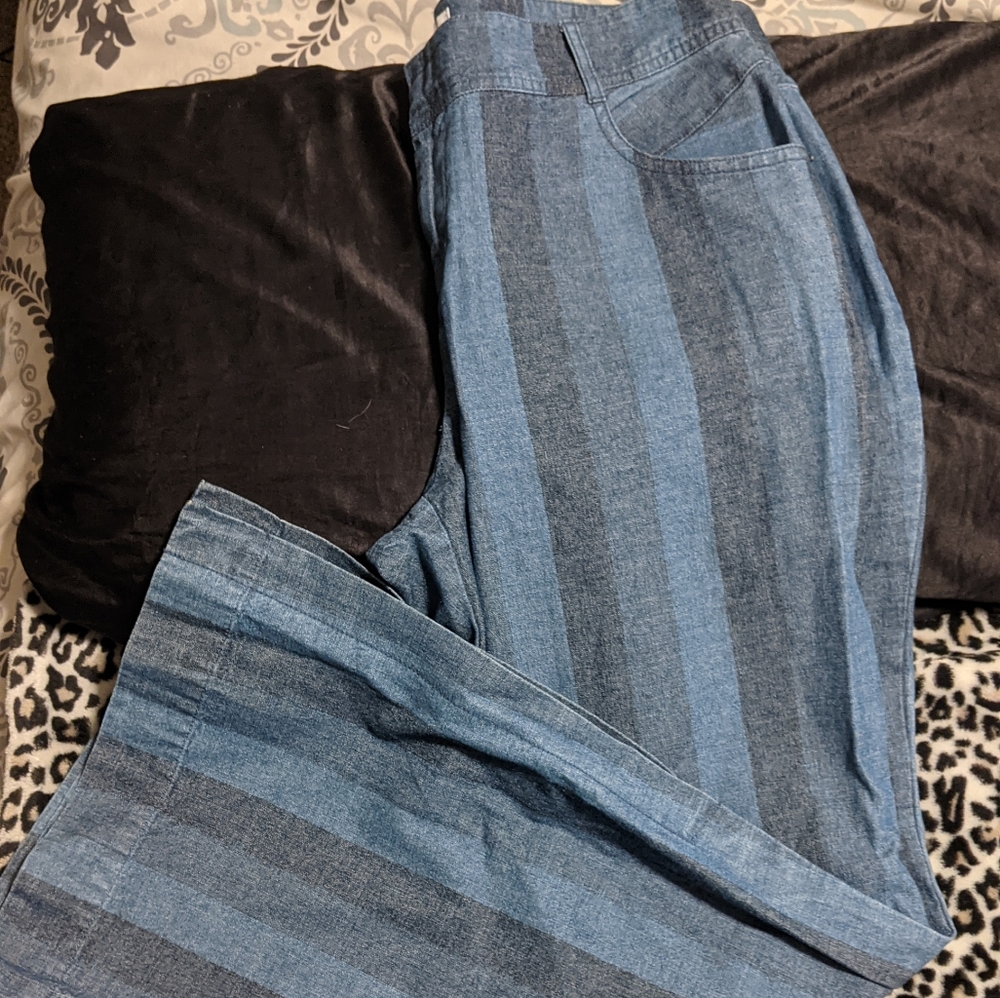 Striped flare jeans